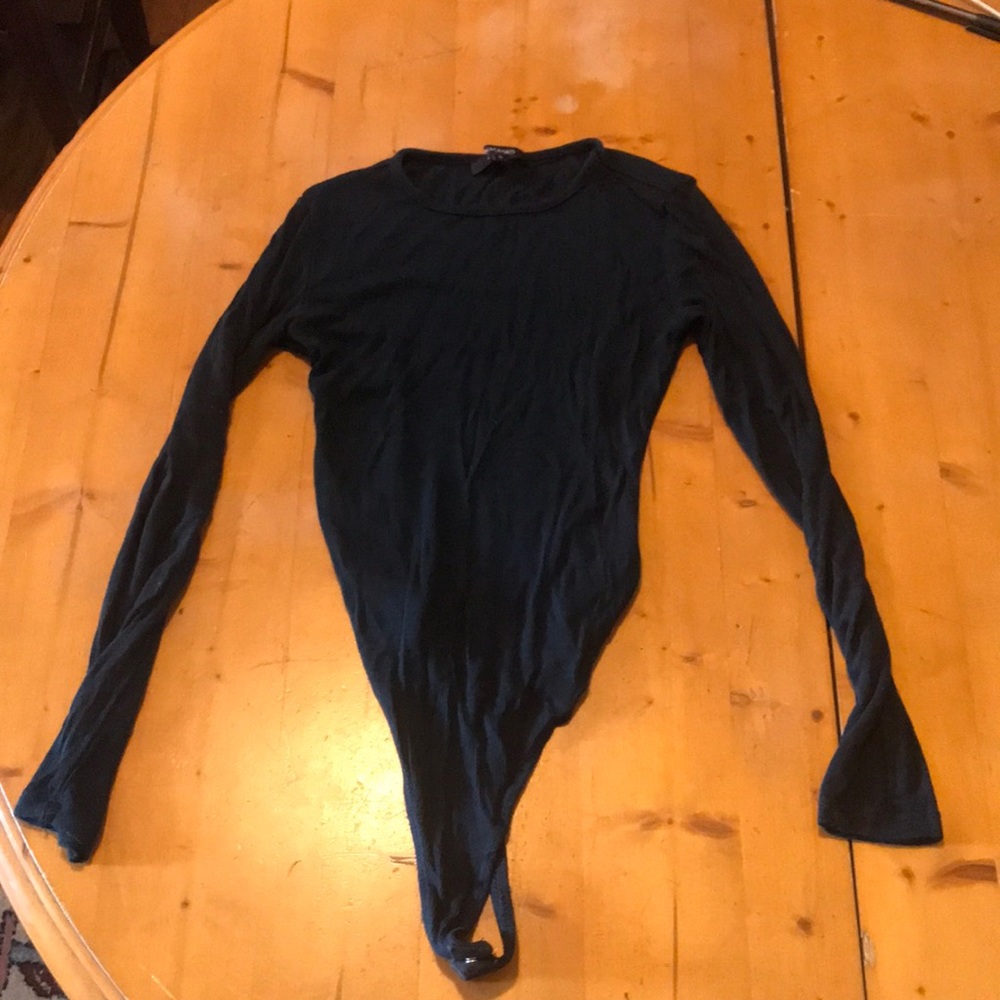 OLIVACEOUS - small - dark blue super soft ribbed bodysuit (thong cut)